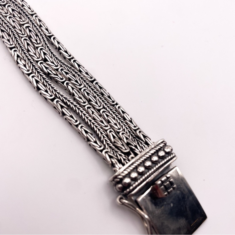 Silpada B1452 Sterling Silver Multi-Strand Woven Chain Bracelet with Box Clasp - Picture 5 of 13